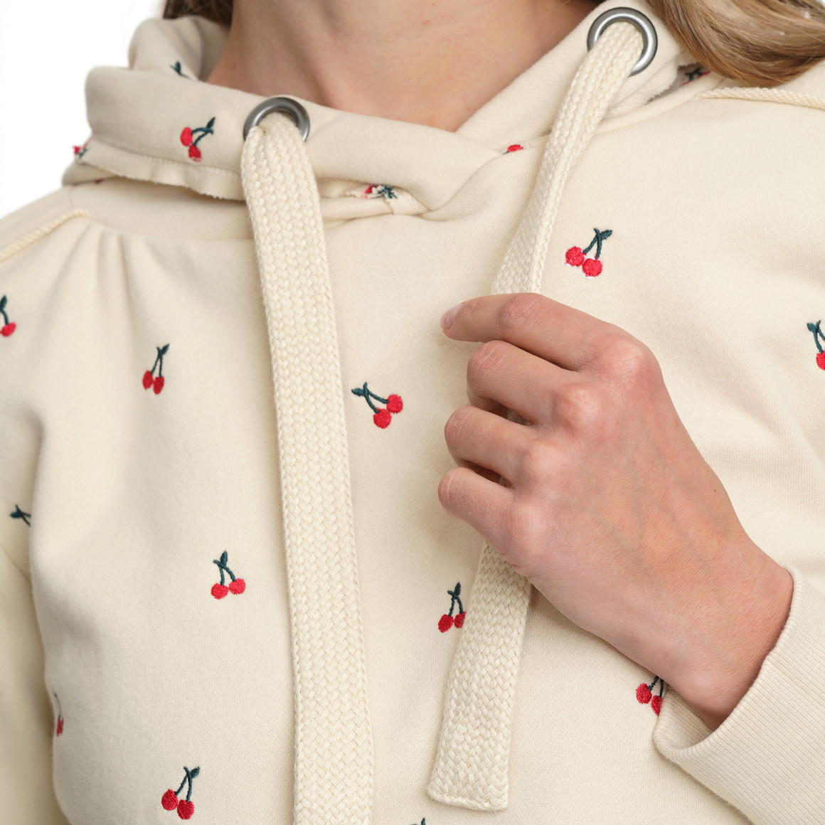 Damen Hoodie mit Allover-Stickerei