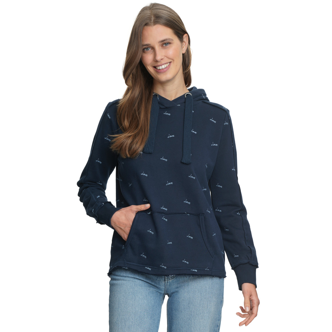 Damen Hoodie mit Allover-Stickerei