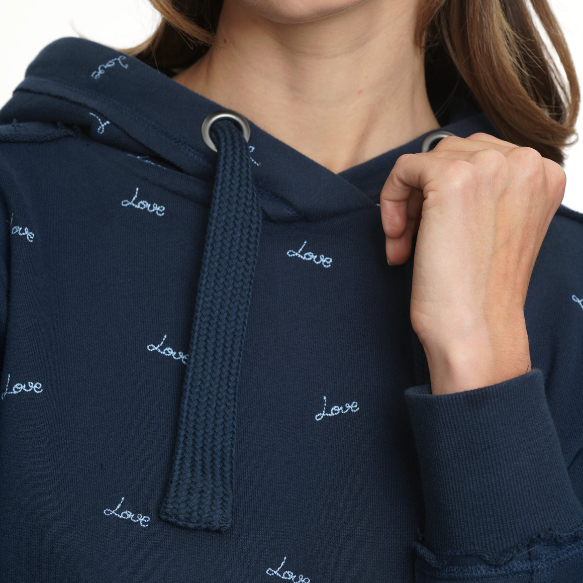 Damen Hoodie mit Allover-Stickerei