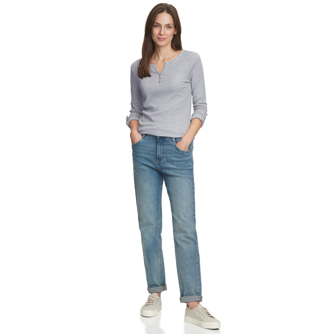 Damen Langarmshirt mit feinen Streifen