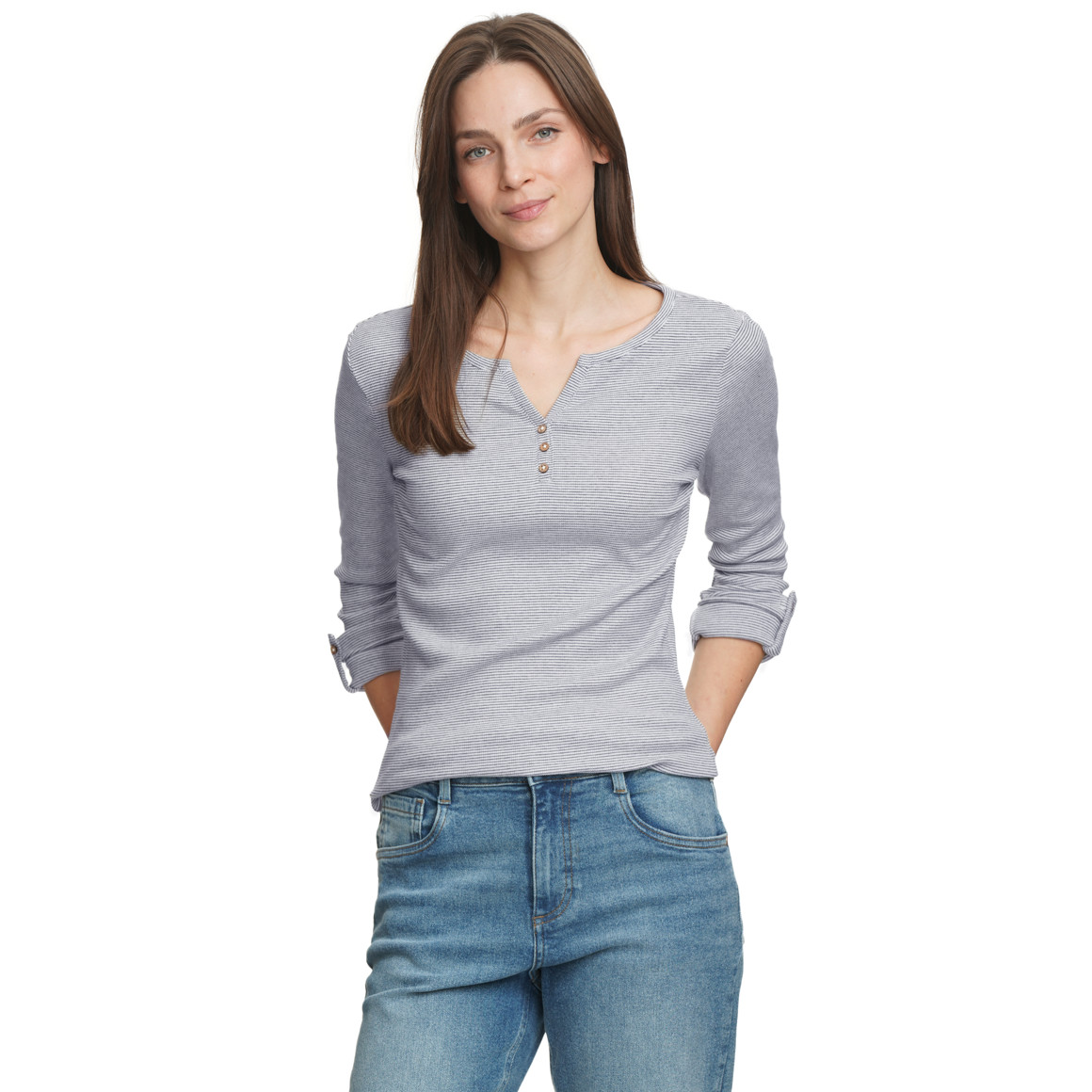 Damen Langarmshirt mit feinen Streifen