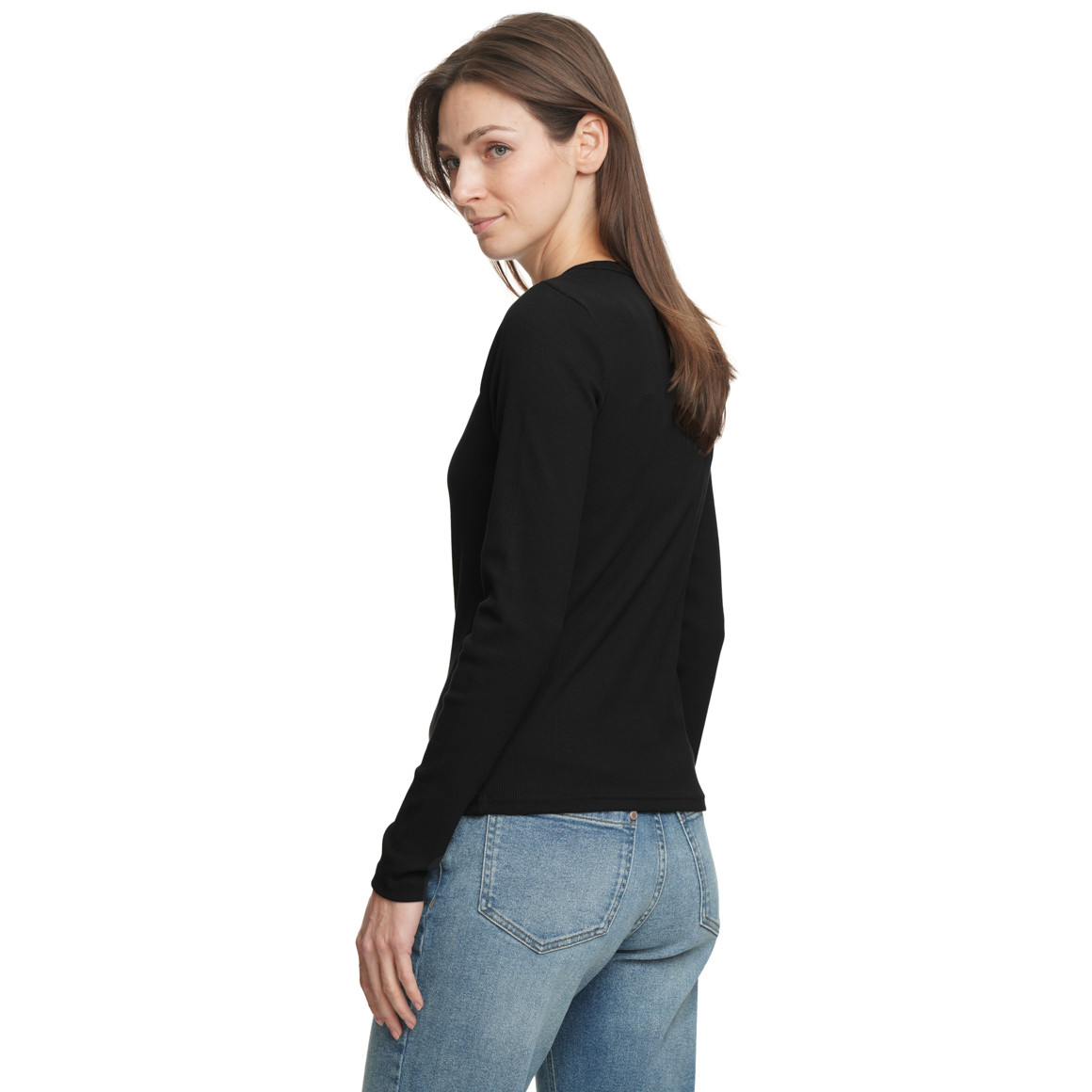 Damen Langarmshirt mit Knopfleiste