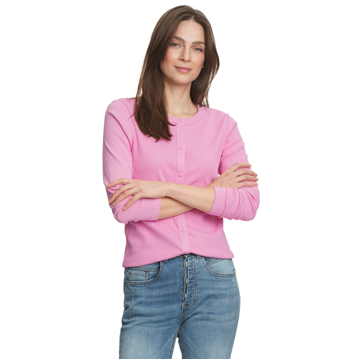 Damen Langarmshirt mit Knopfleiste