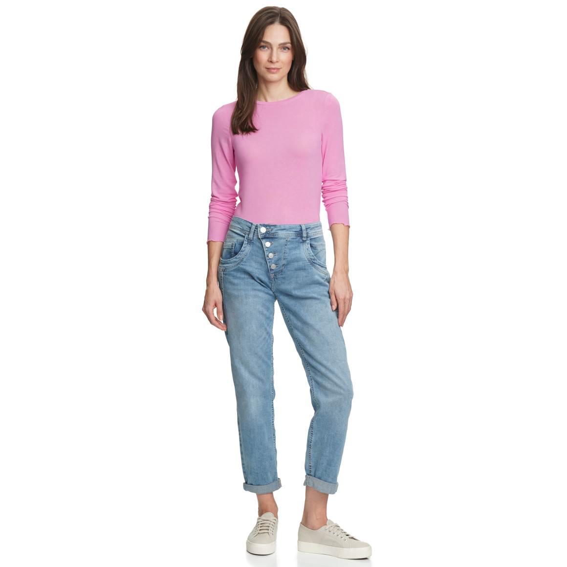 Damen Langarmshirt mit Wellenbündchen