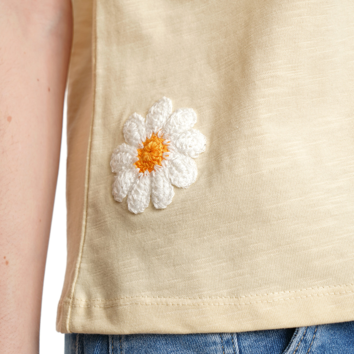 Damen Shirt mit Blumen-Applikation