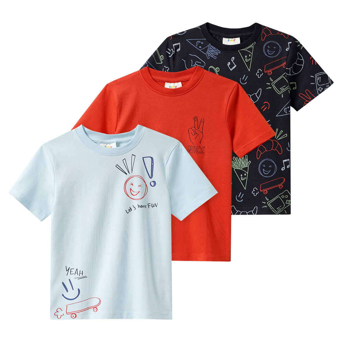 3 Jungen T-Shirts mit Prints