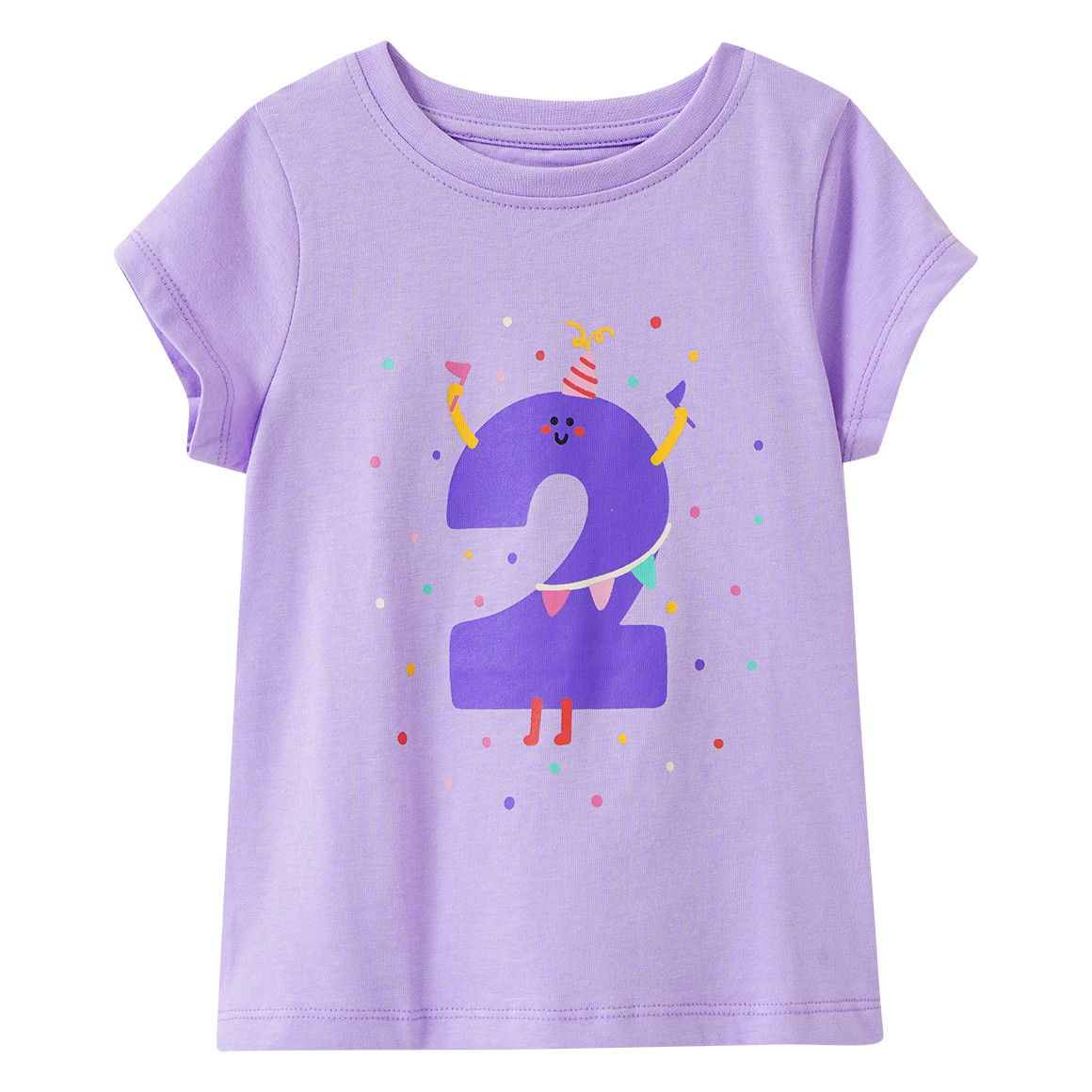 Mädchen T-Shirt mit Geburtstagszahl 2