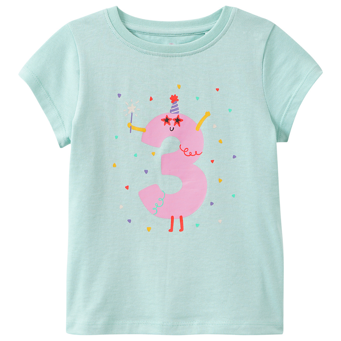 Mädchen T-Shirt mit Geburtstagszahl 3