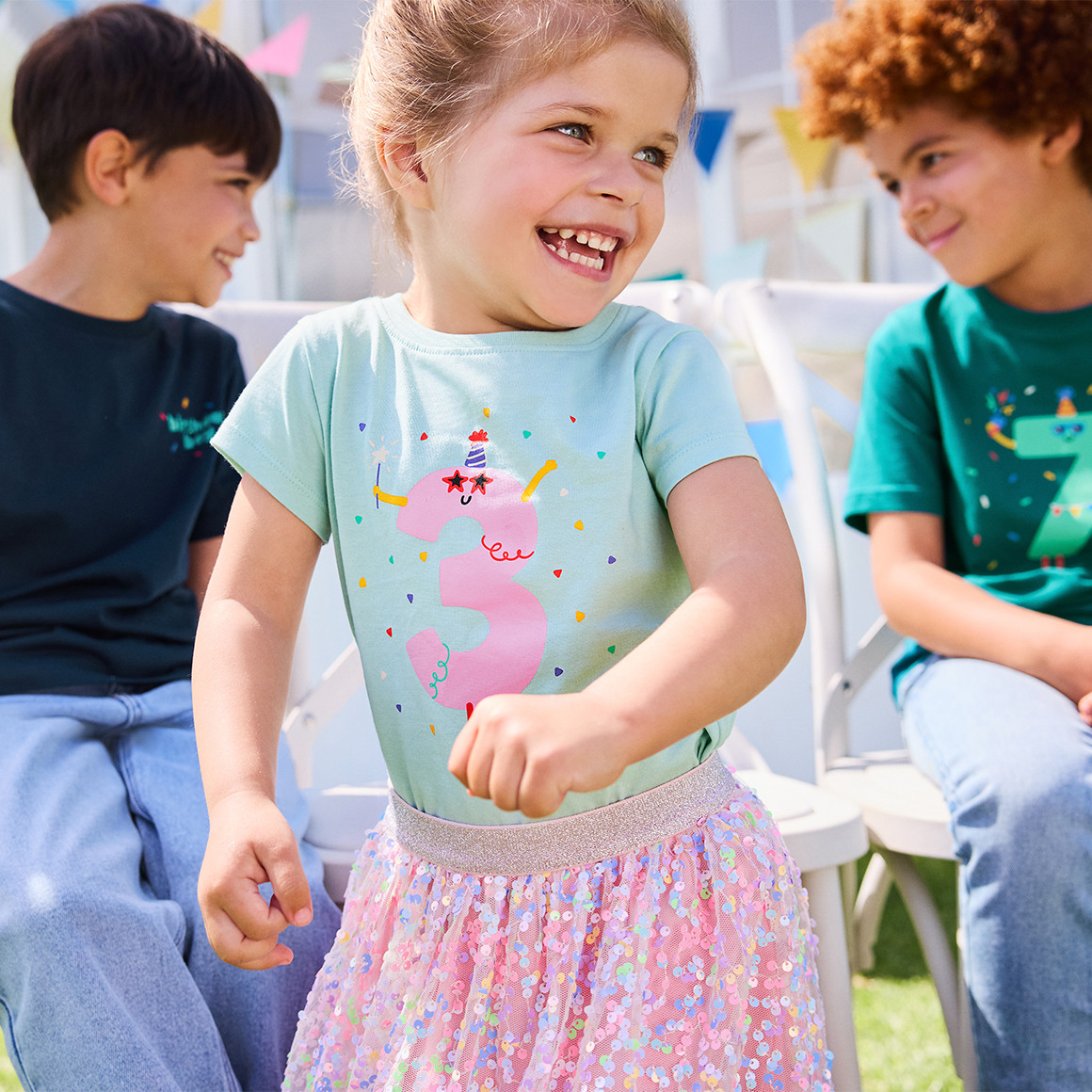 Mädchen T-Shirt mit Geburtstagszahl 3