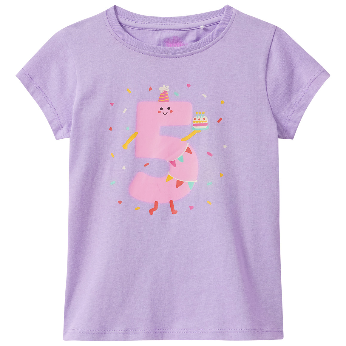 Mädchen T-Shirt mit Geburtstagszahl 5