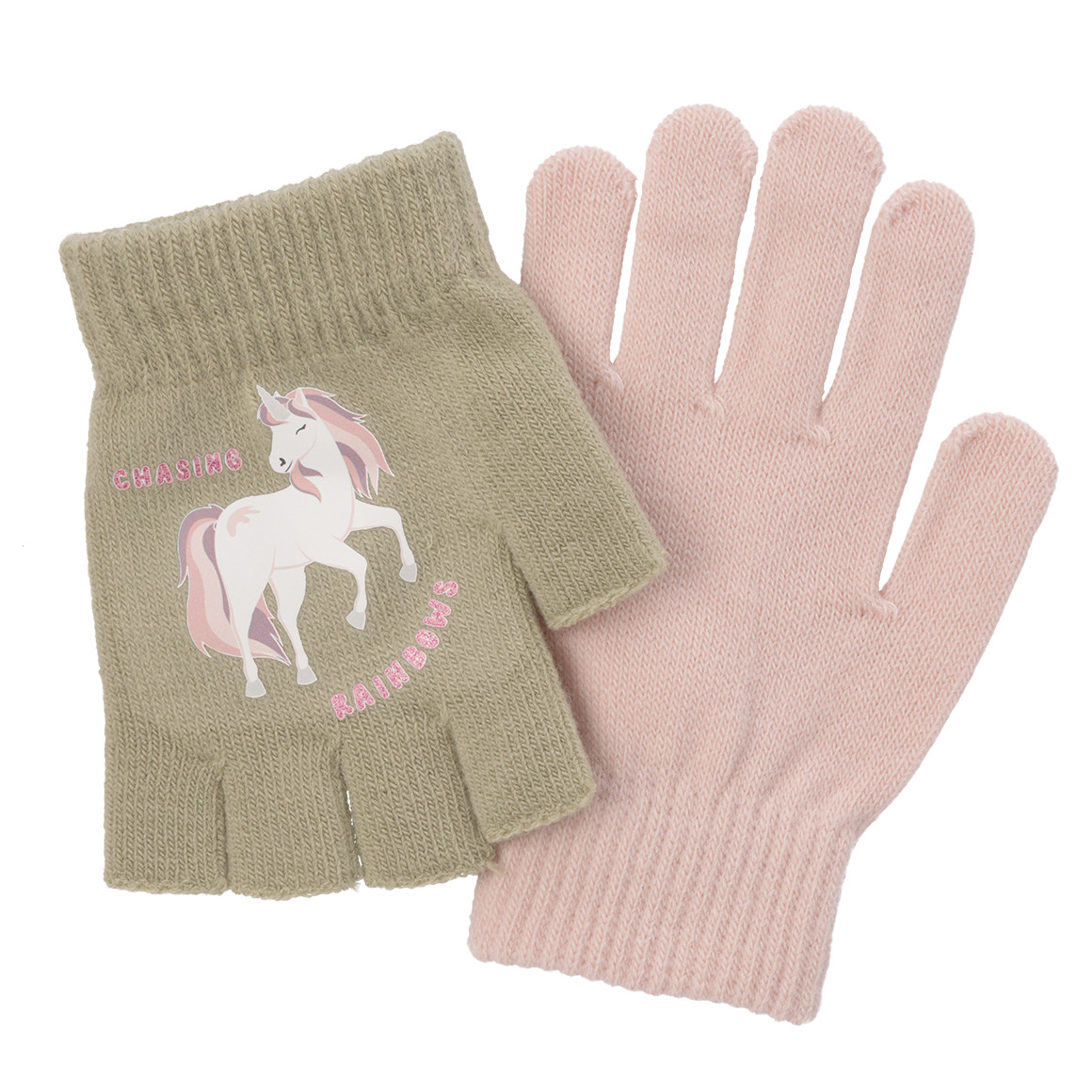 2 Paar Mädchen Handschuhe mit Motiv