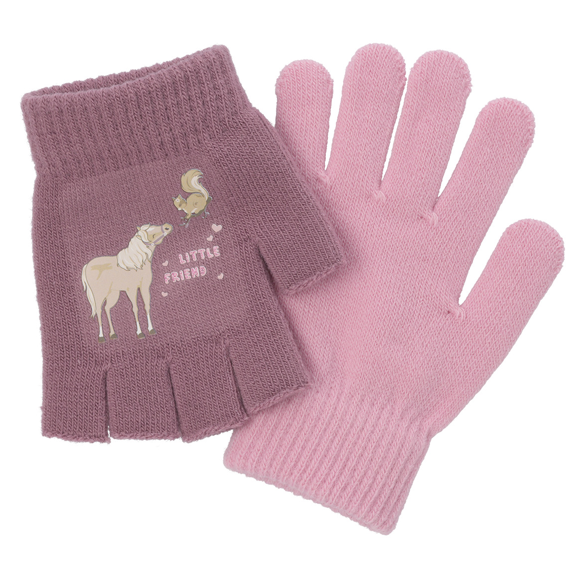 2 Paar Mädchen Handschuhe mit Motiv