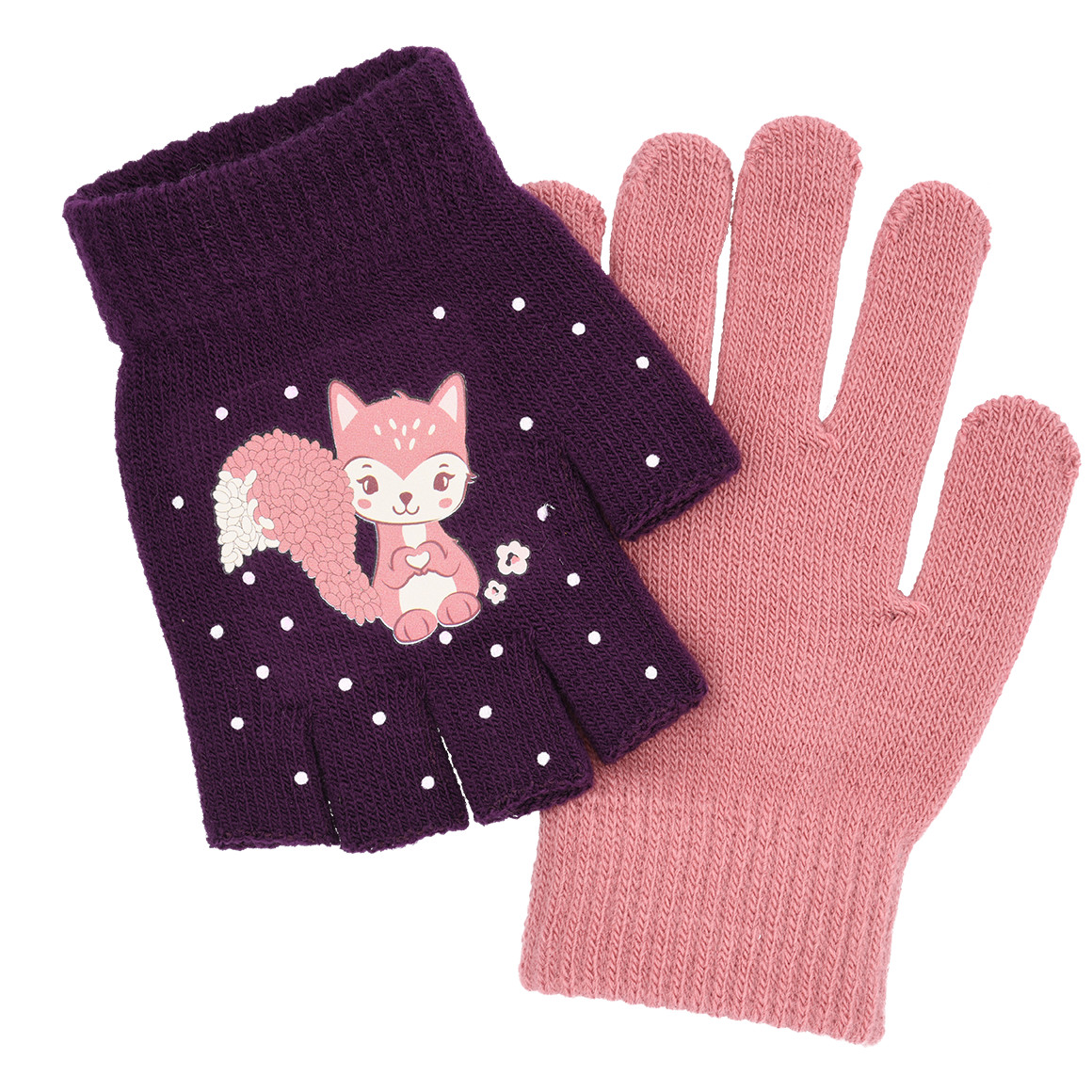 2 Paar Mädchen Handschuhe mit Motiv