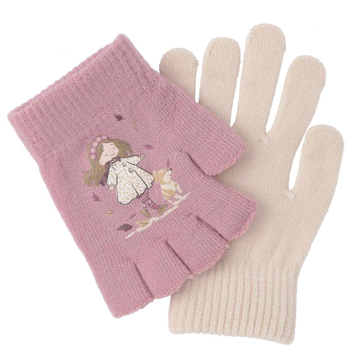 2 paar Meisjes Handschoenen met motief