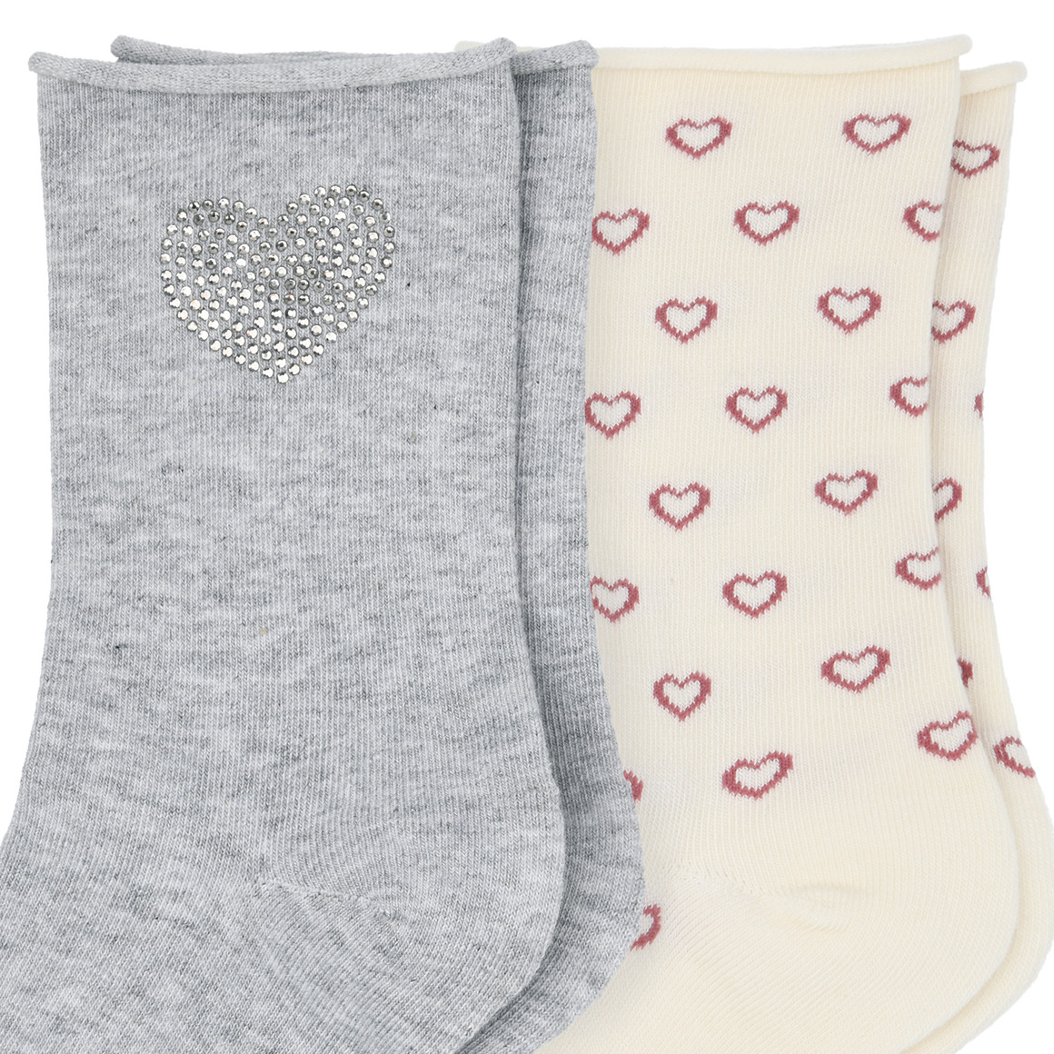 2 Paar Damen Socken mit Rollbündchen