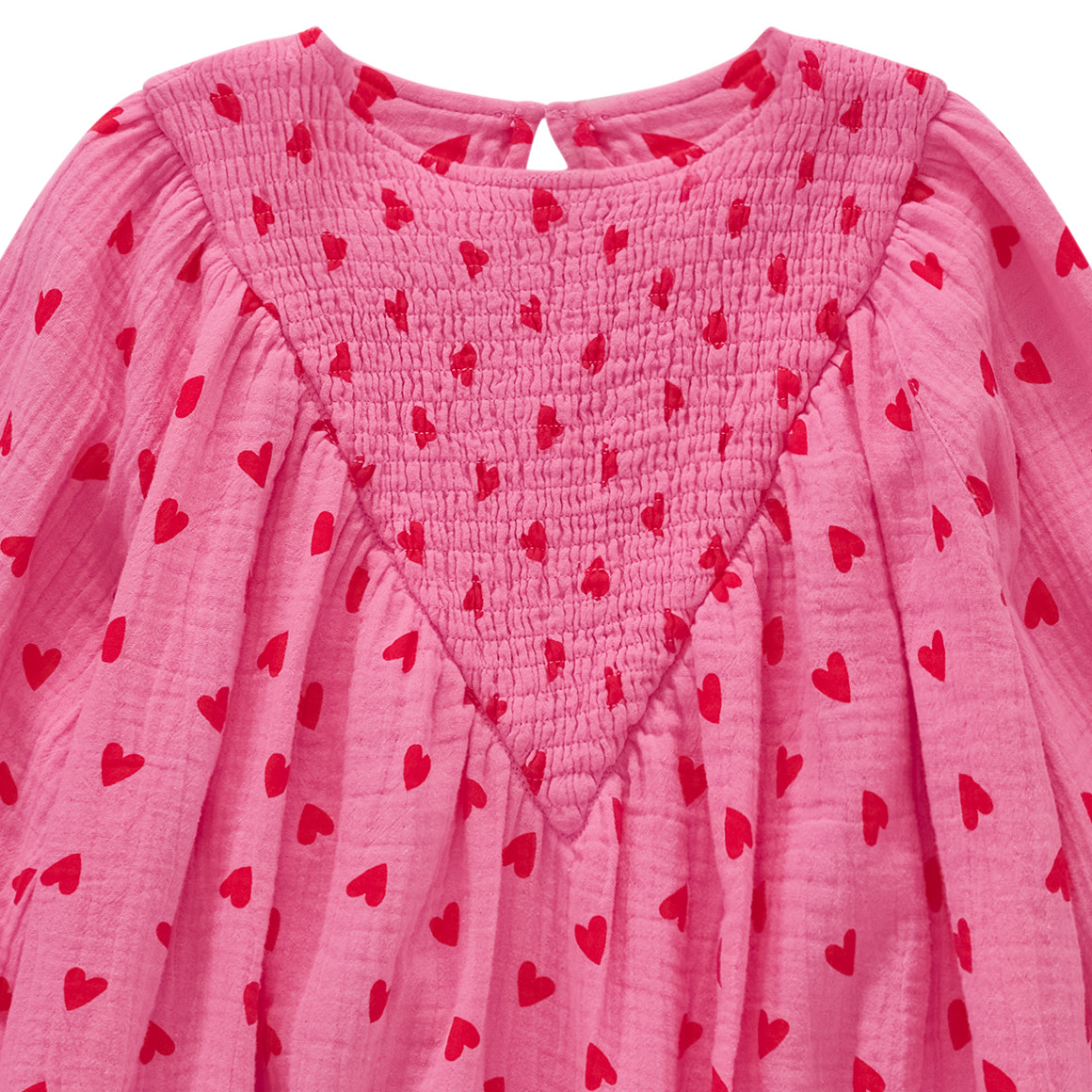 Mädchen Musselin-Kleid mit Herzchen-Print