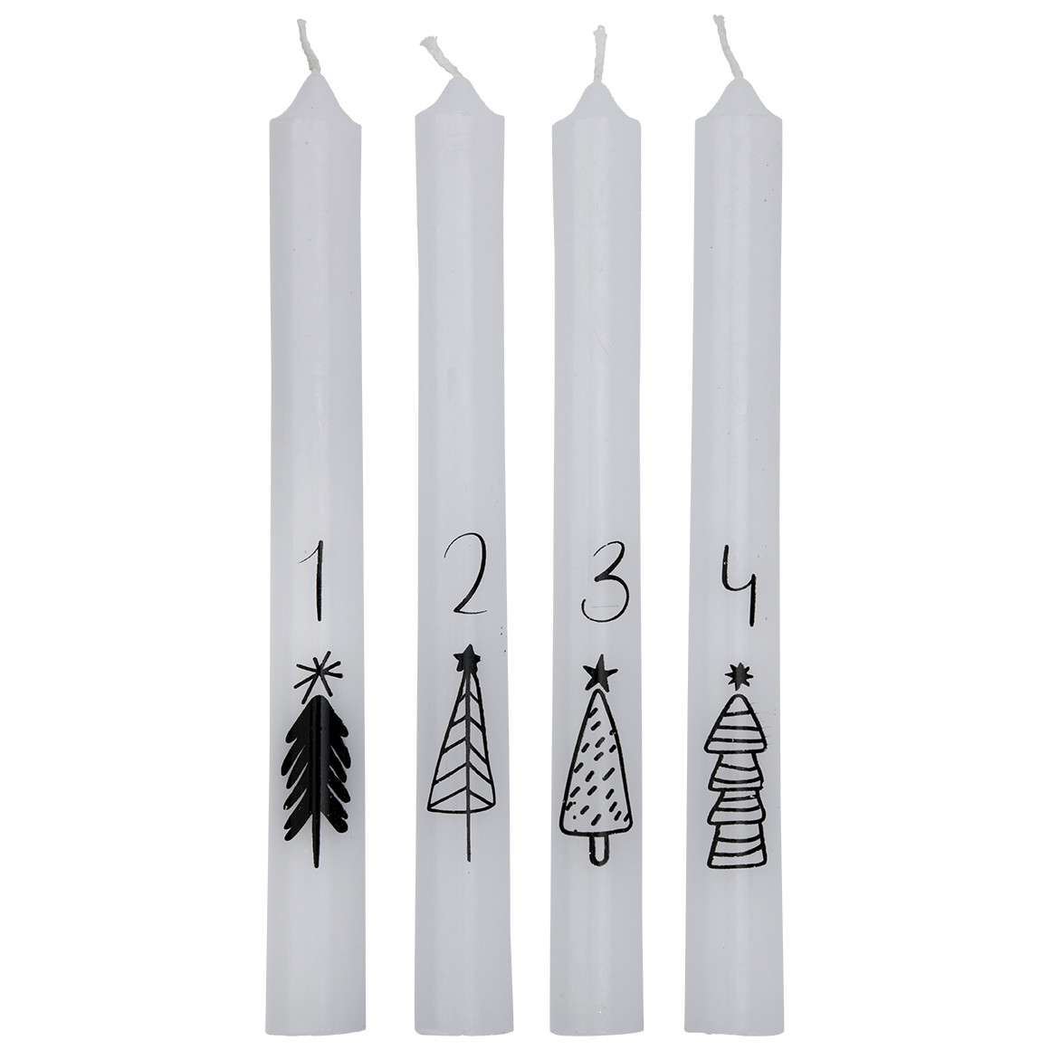 4 Stabkerzen im weihnachtlichen Design