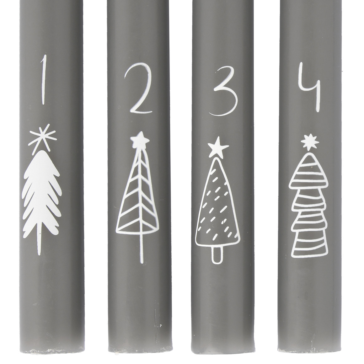 4 Stabkerzen im weihnachtlichen Design