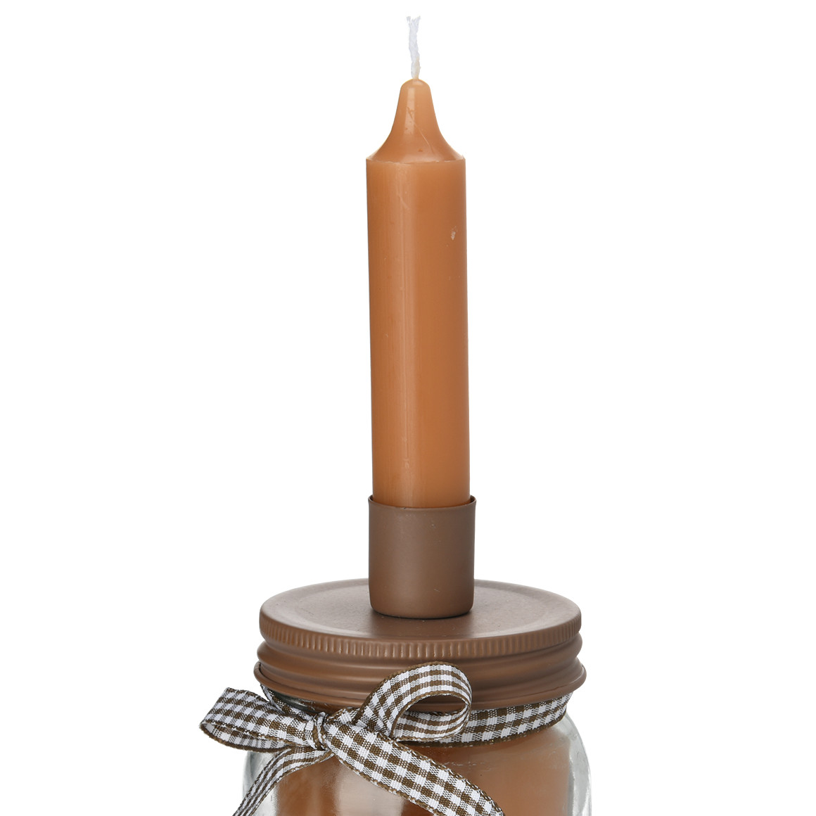 5 kaarsen in een pot met wintermotief