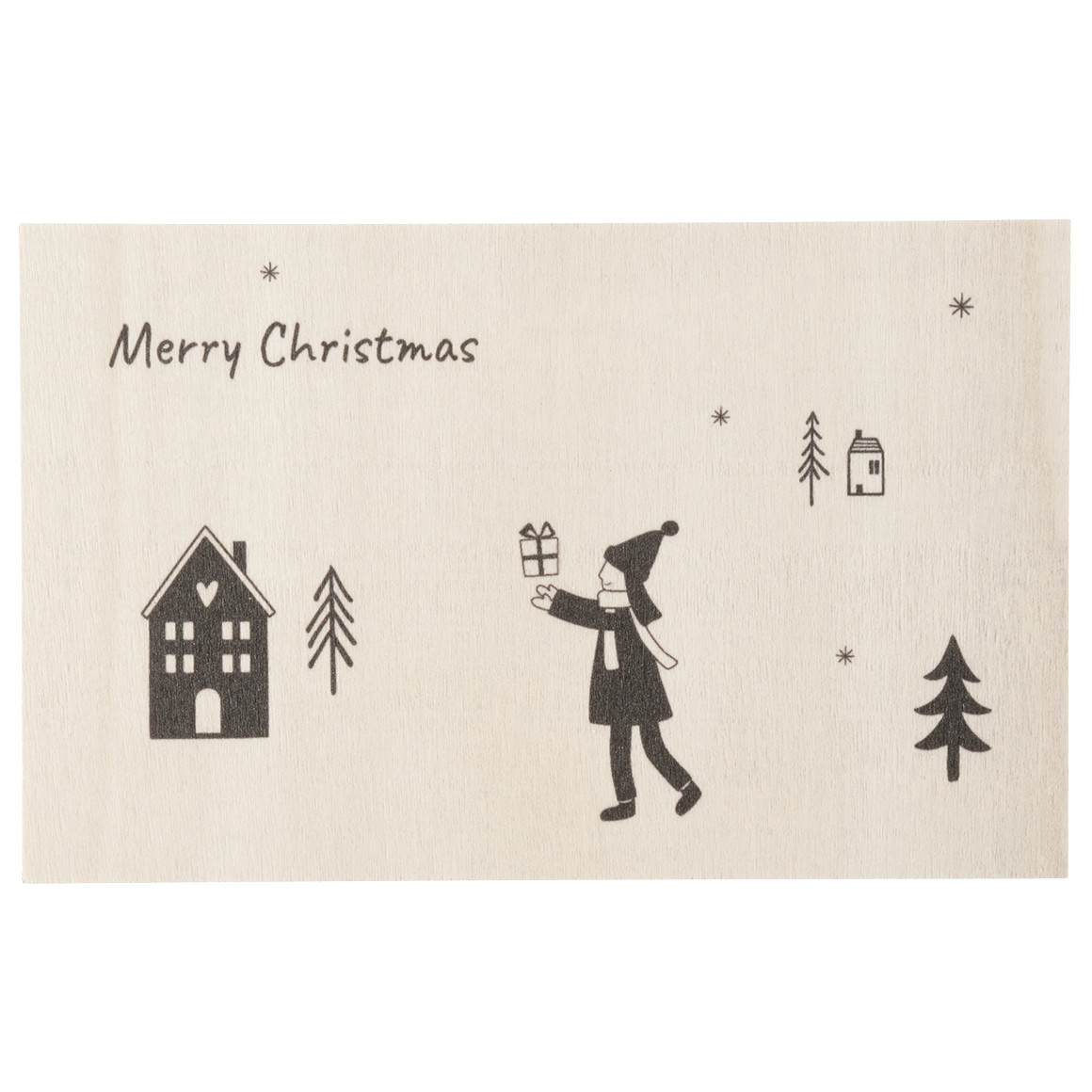 Weihnachts-Postkarte aus Holz