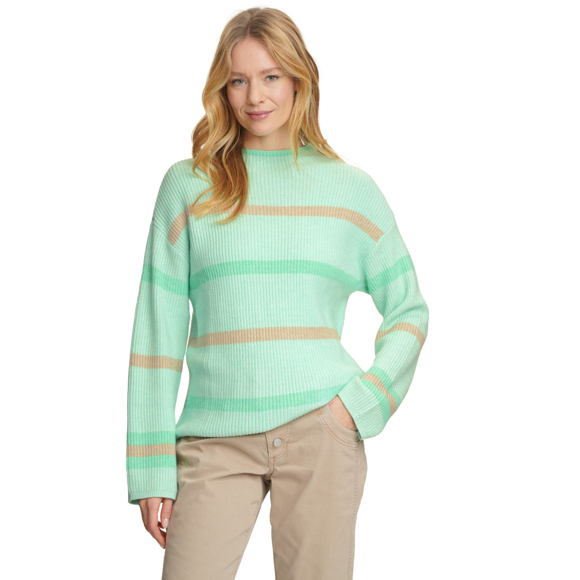 Damen Strickpullover mit Stehkragen