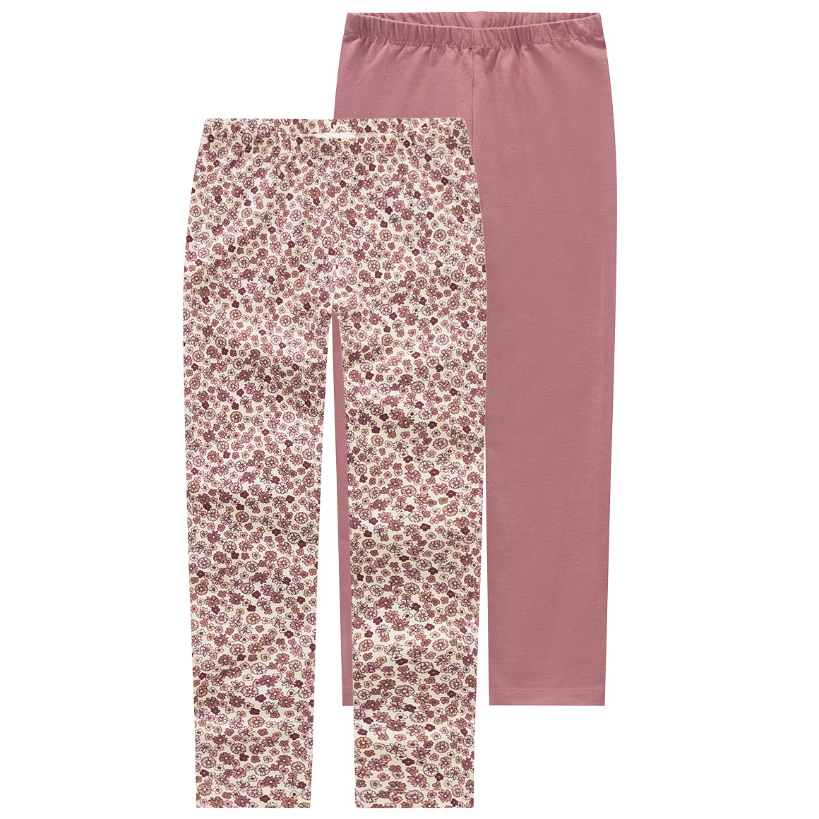 2 Mädchen Leggings mit Blümchen