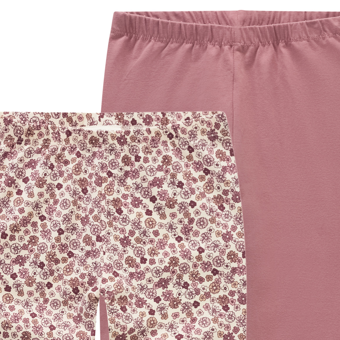 2 Mädchen Leggings mit Blümchen