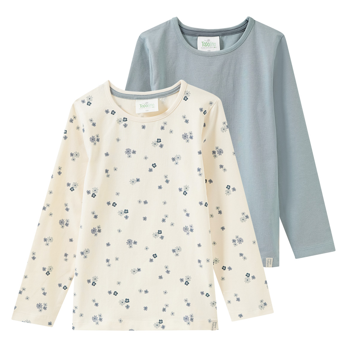 2 Mädchen Langarmshirts mit Blümchen