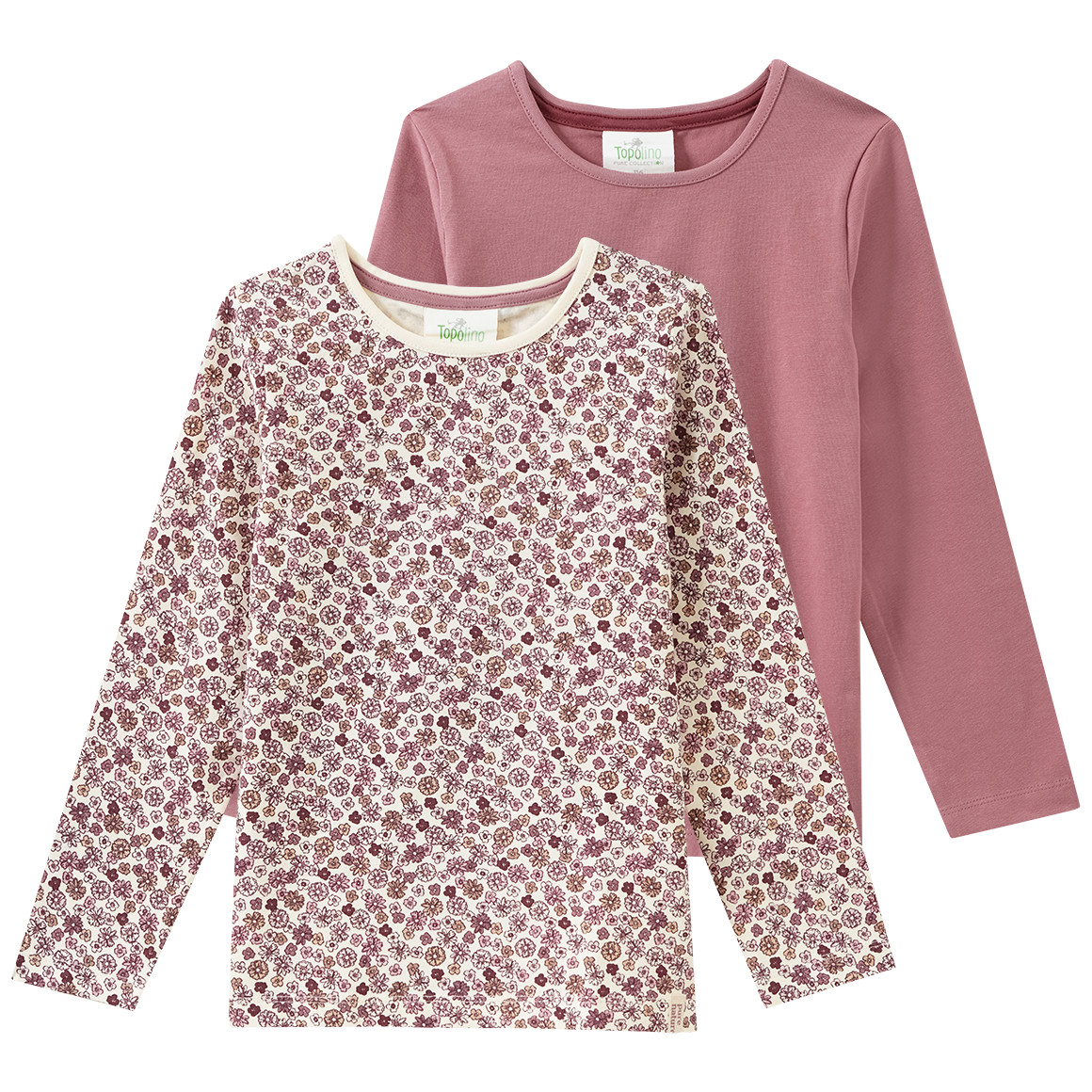 2 Mädchen Langarmshirts mit Blümchen