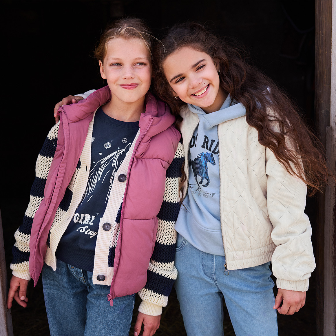 Corduroy jas voor meisjes met stiksels