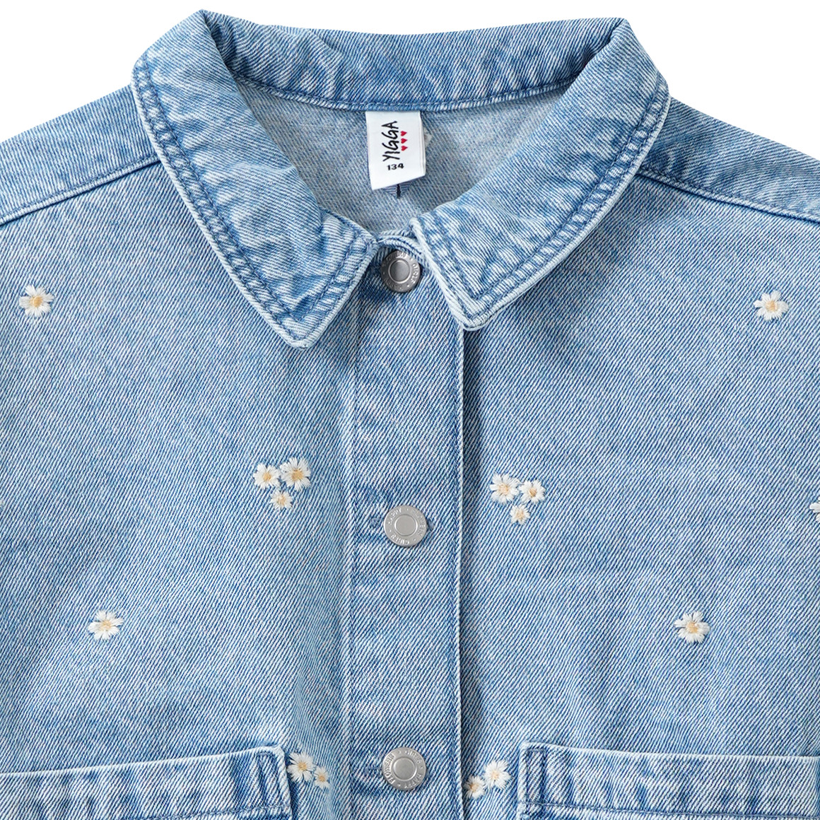 Meisjesjeansjack met bloemenstiksel