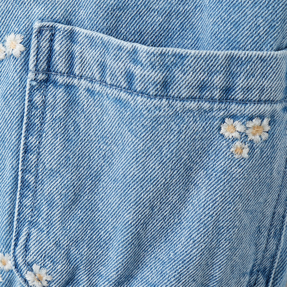 Meisjesjeansjack met bloemenstiksel