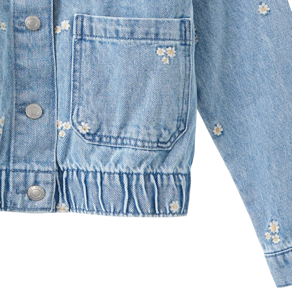 Meisjesjeansjack met bloemenstiksel