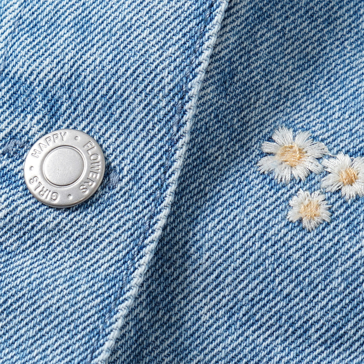 Meisjesjeansjack met bloemenstiksel