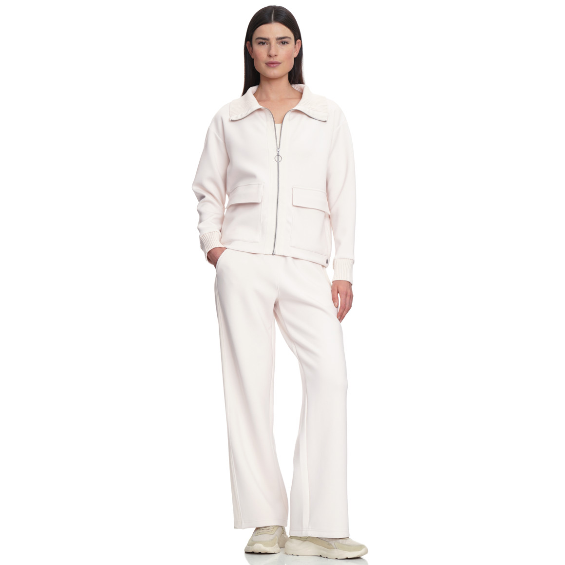 Damen Sweatjacke mit Strickkragen