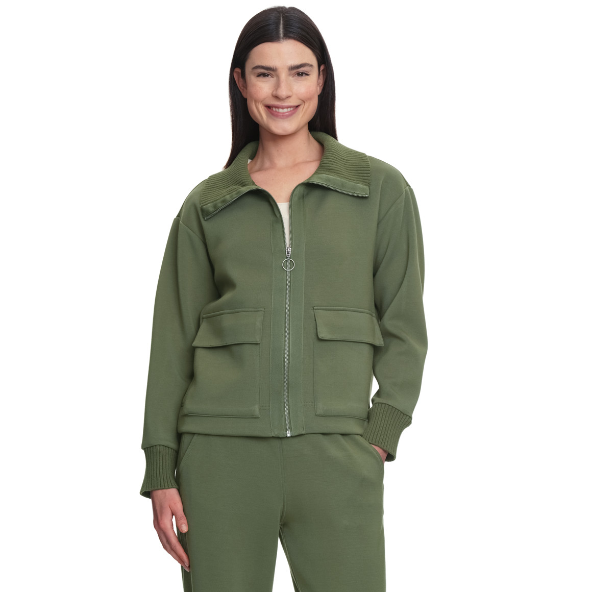 Damen Sweatjacke mit Strickkragen