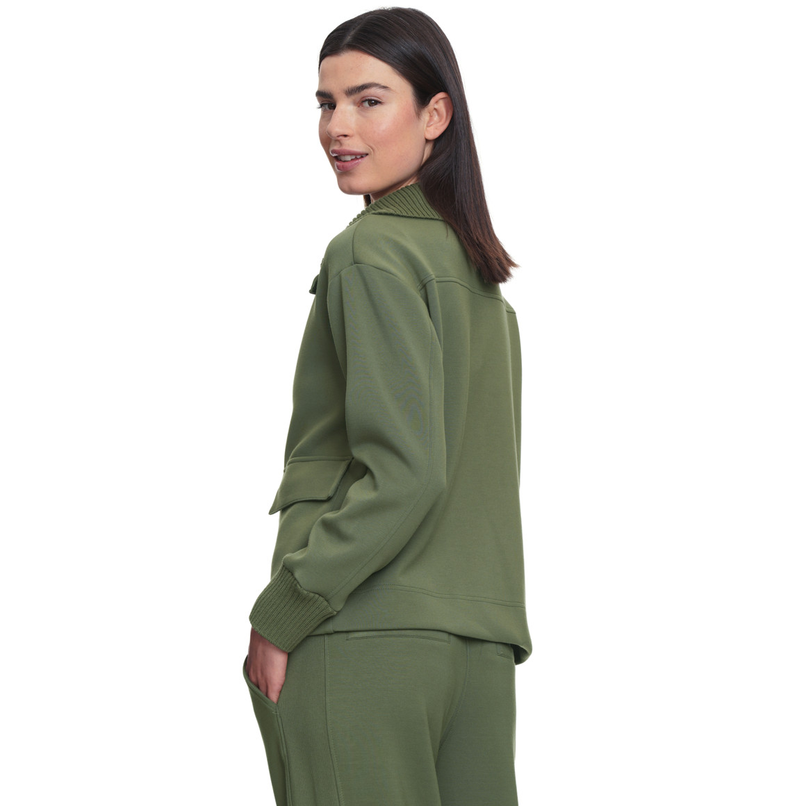 Damen Sweatjacke mit Strickkragen