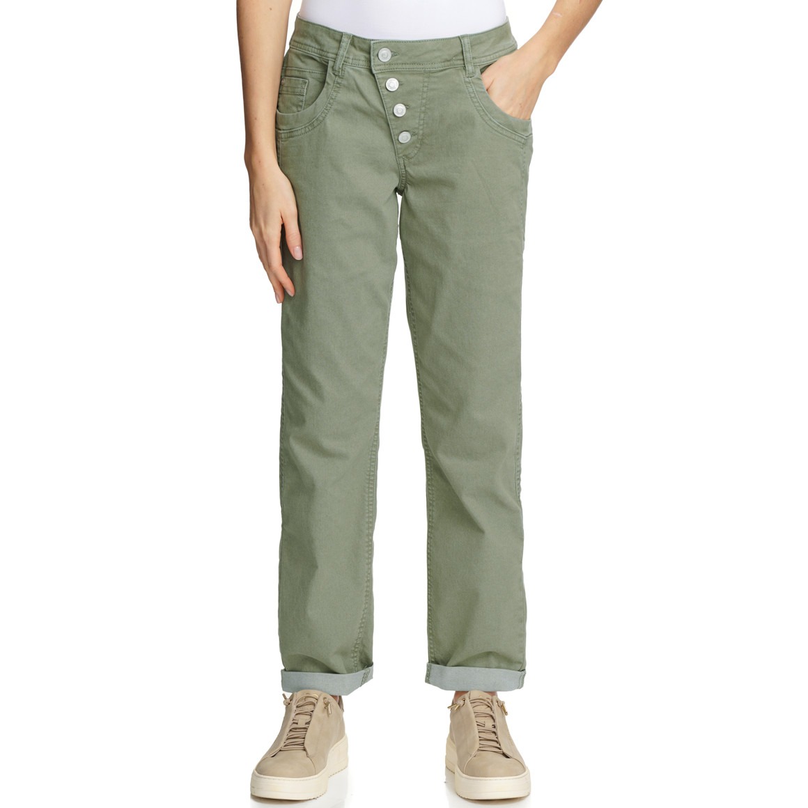 Damen Boyfriend-Jeans mit Used-Waschung