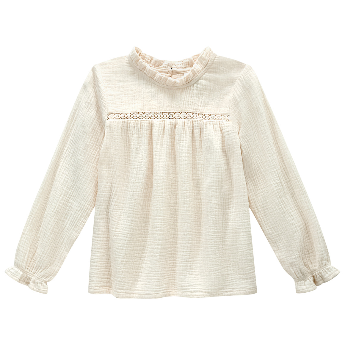 Mädchen Musselin-Bluse mit Häkelspitze