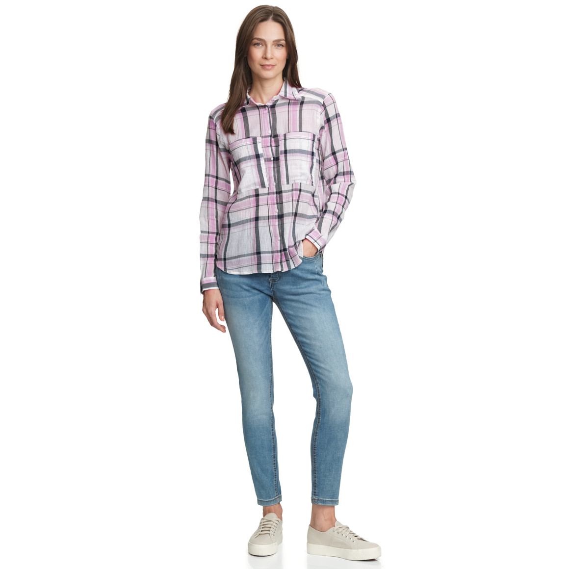 Damen Bluse mit Crinkle-Struktur