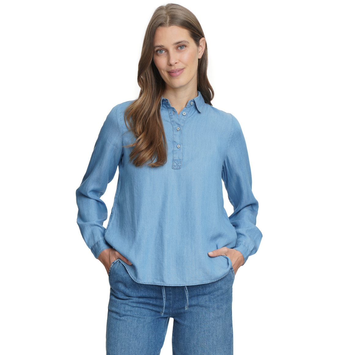 Damen Bluse in Denim-Optik