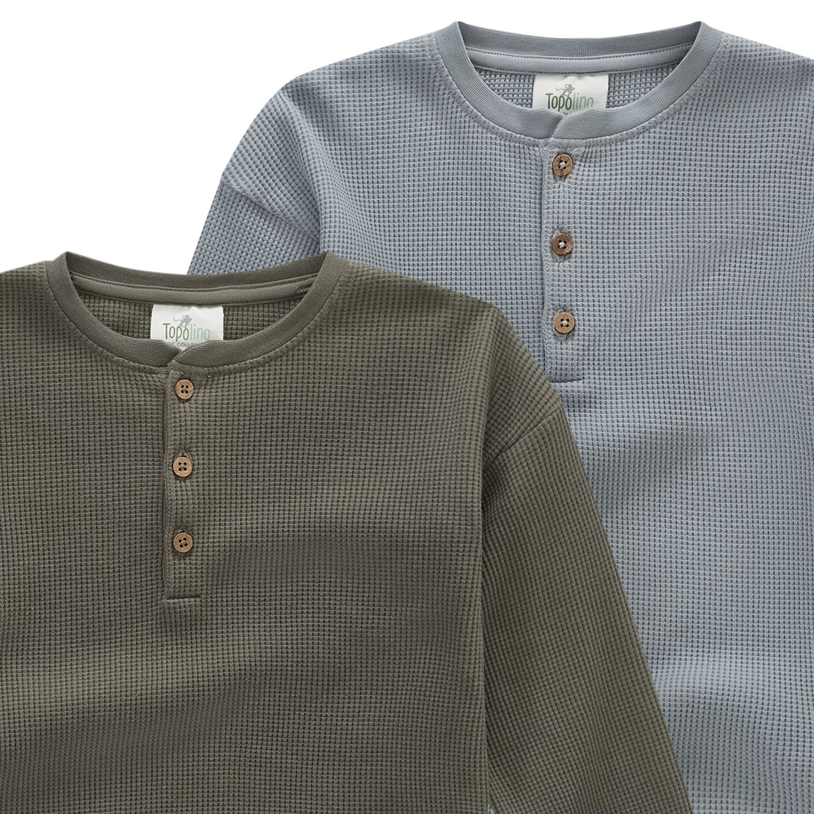2 Jungen Langarmshirts aus Waffel-Piqué