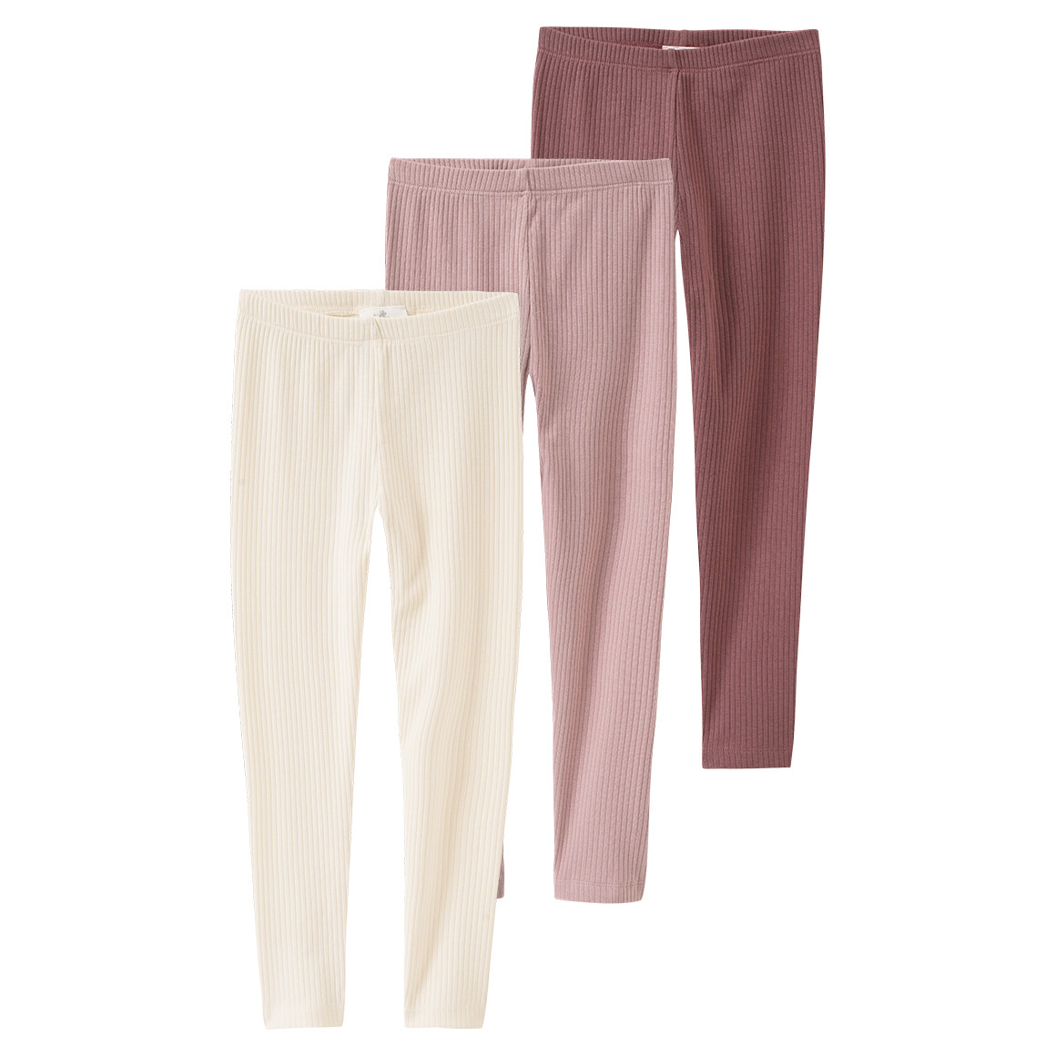 3 Mädchen Leggings mit Rippstruktur