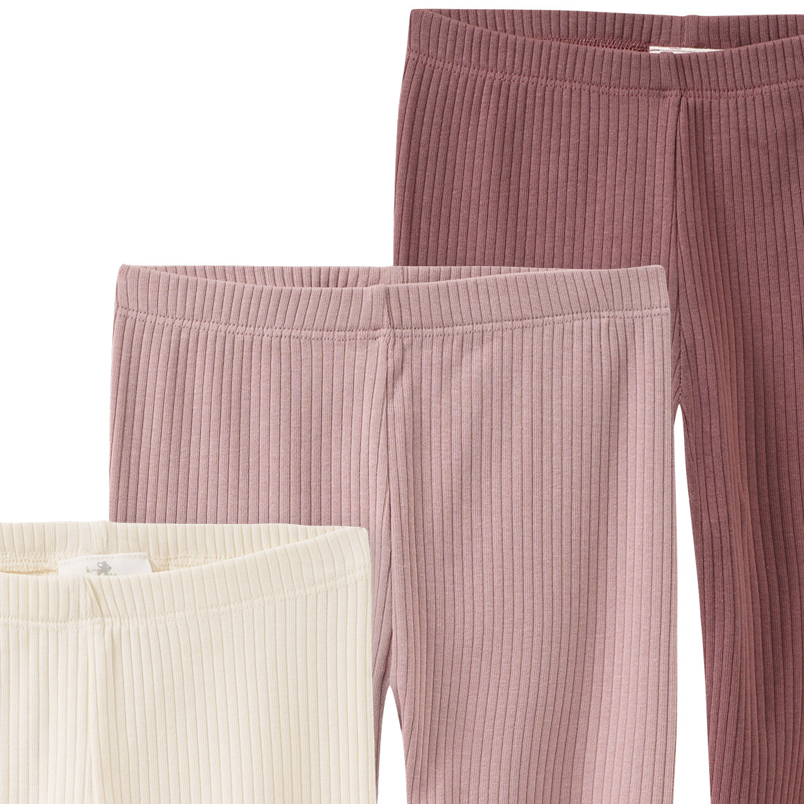 3 Mädchen Leggings mit Rippstruktur