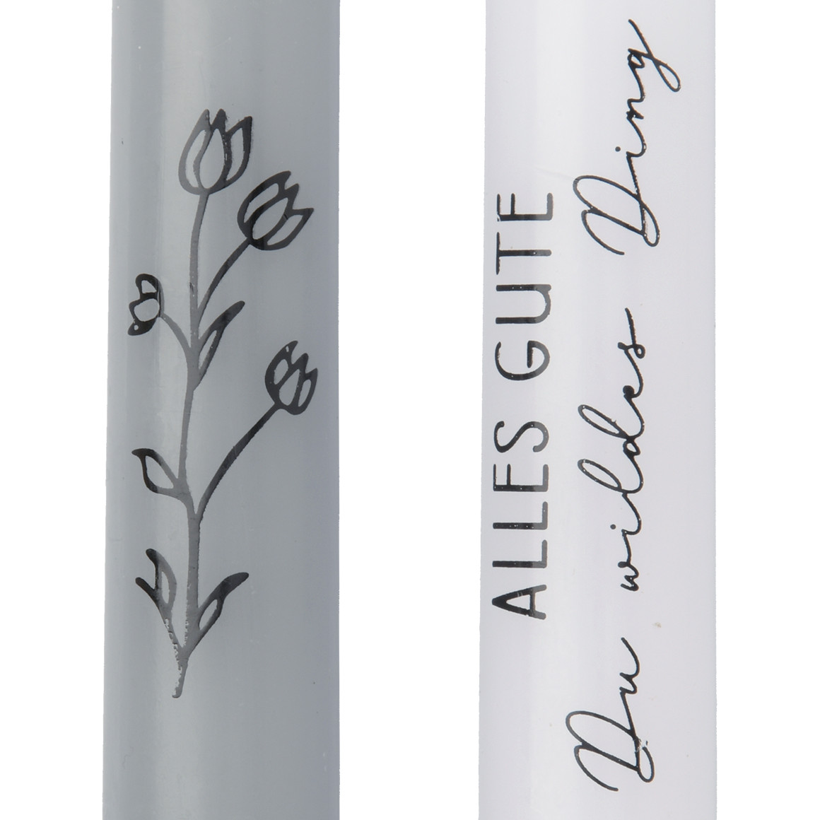 2 kleine Stabkerzen mit Spruch