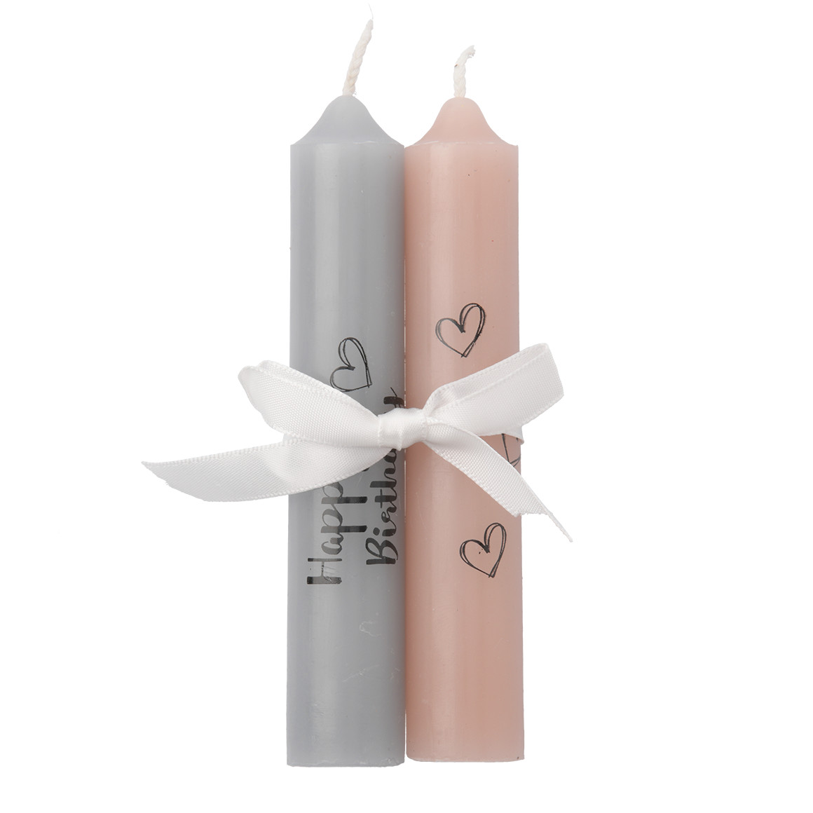 2 kleine Stabkerzen mit Spruch