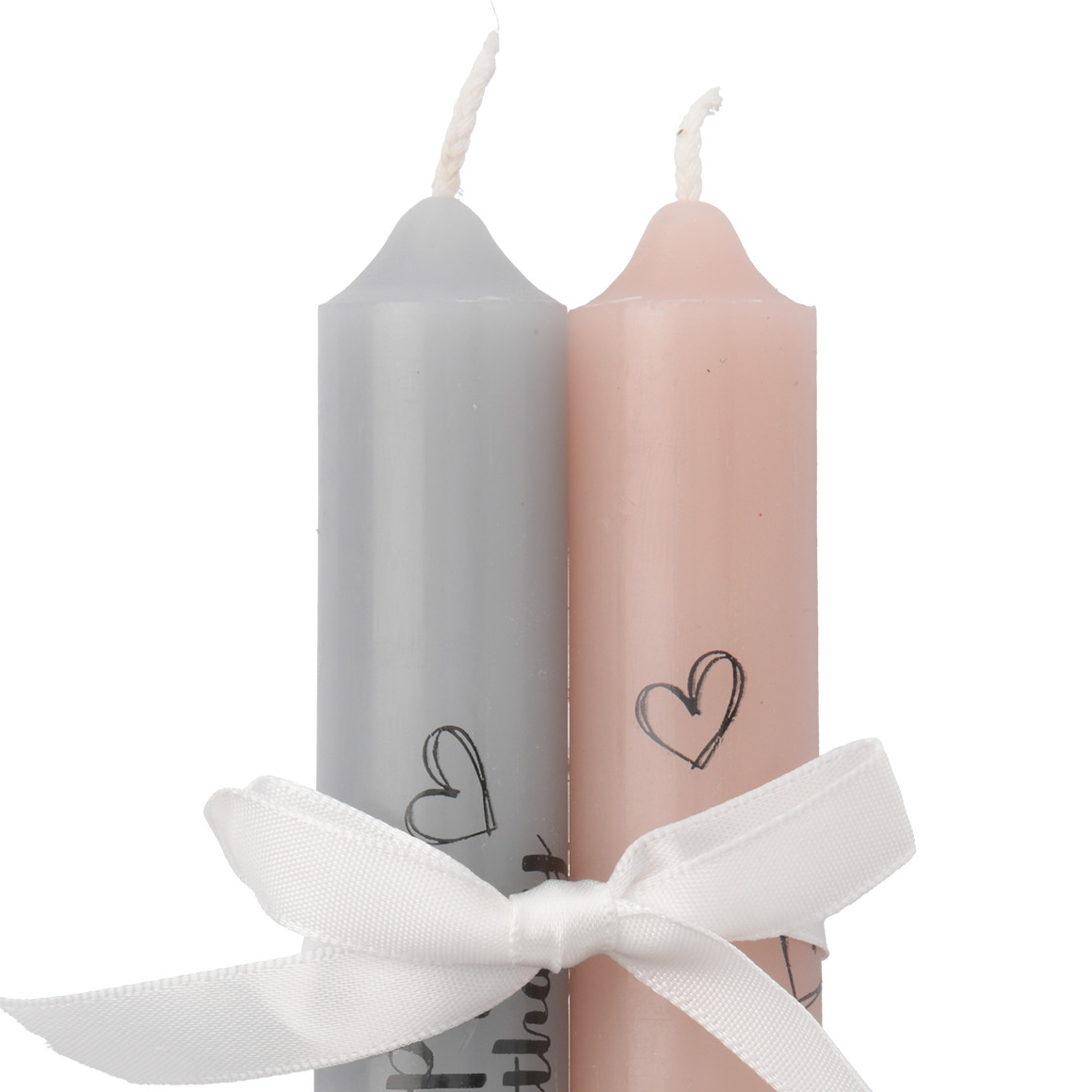 2 kleine Stabkerzen mit Spruch