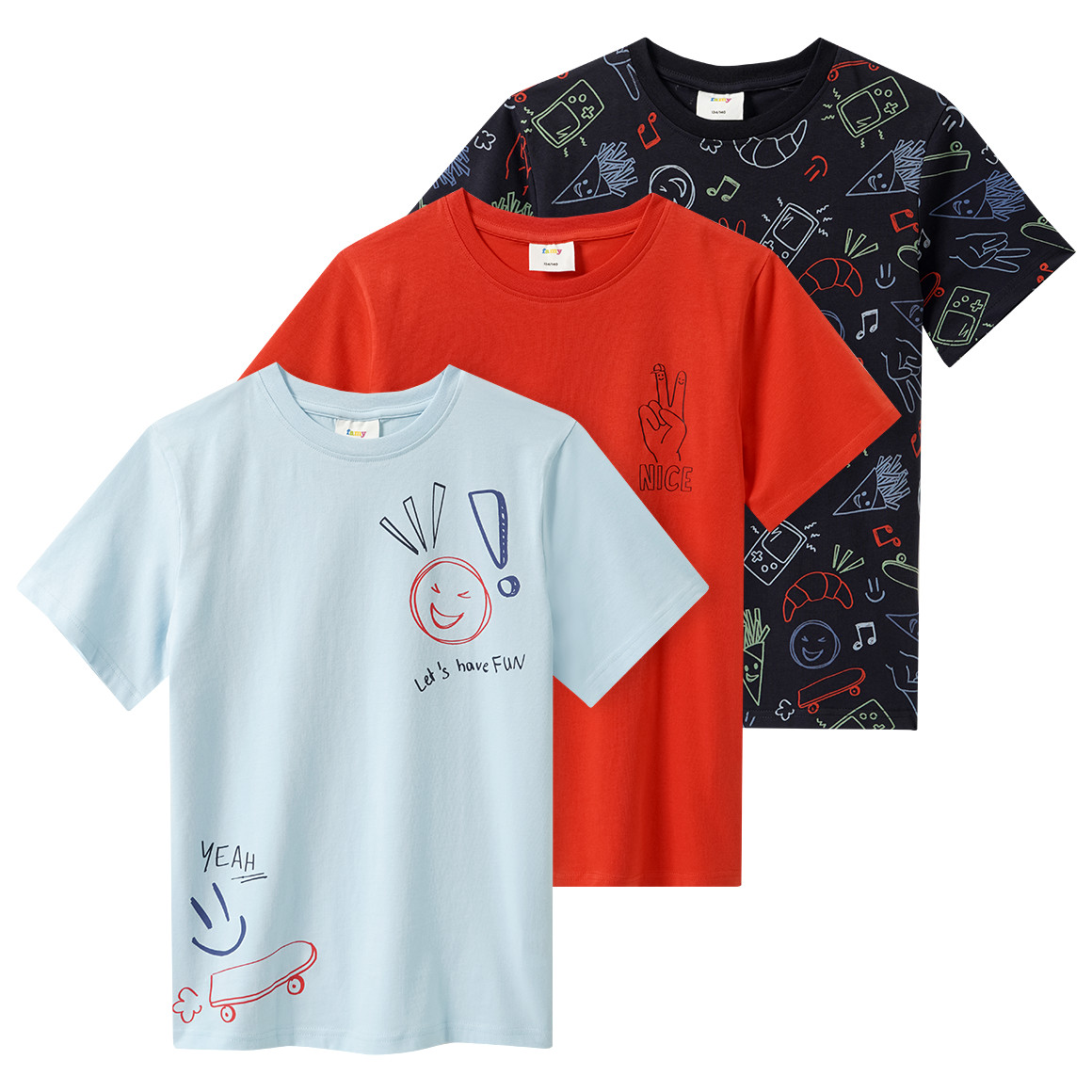 3 Jungen T-Shirts mit Prints