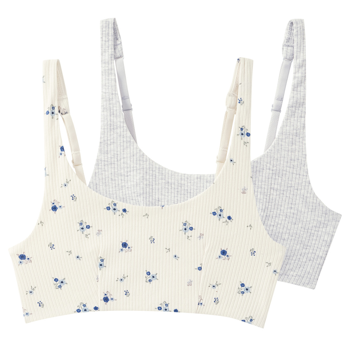 2 meisjesbustiers met ribstructuur