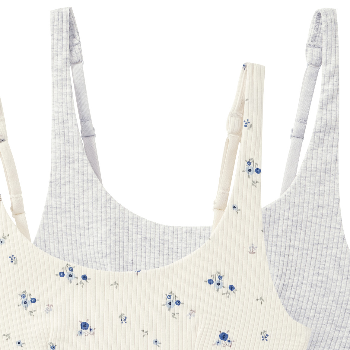 2 meisjesbustiers met ribstructuur